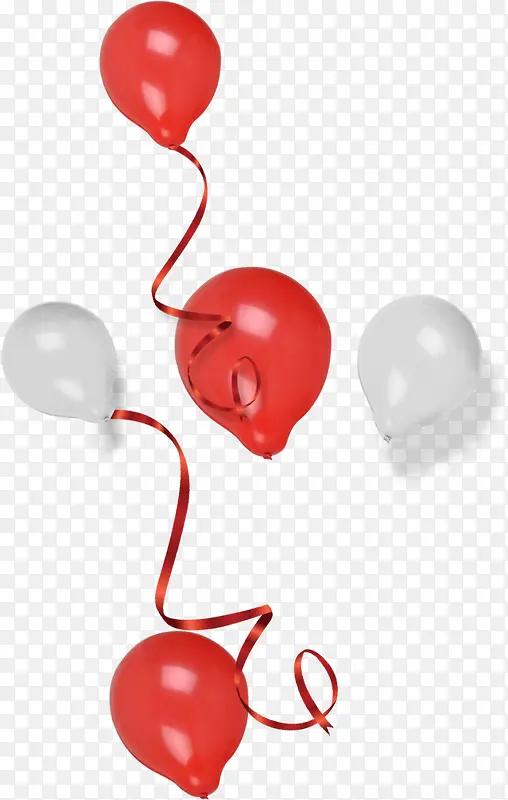 高清红白色丝带气球