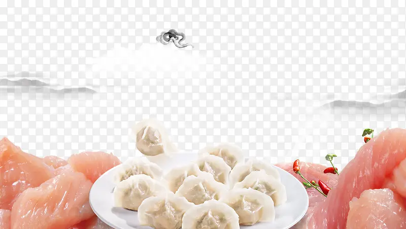 中国风美食水饺素材背景