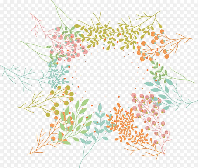 彩色春季花枝