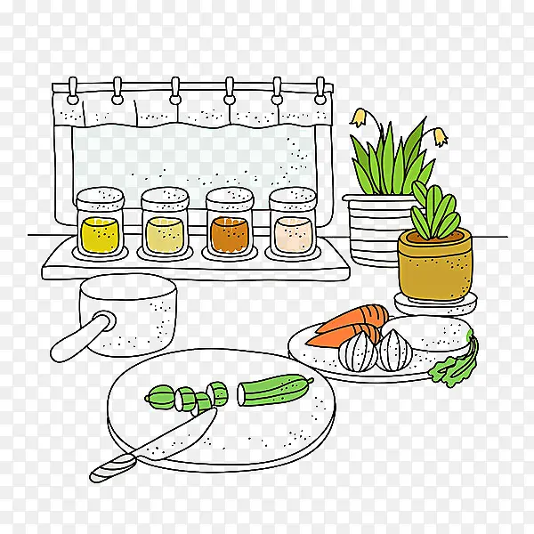 香料和蔬菜的插图