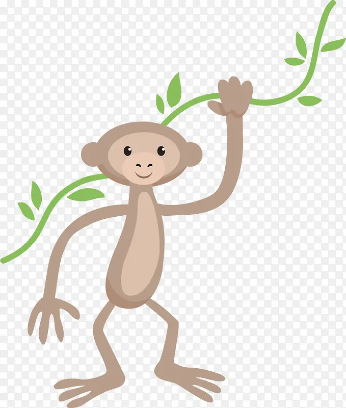 手绘棕色猴子藤蔓