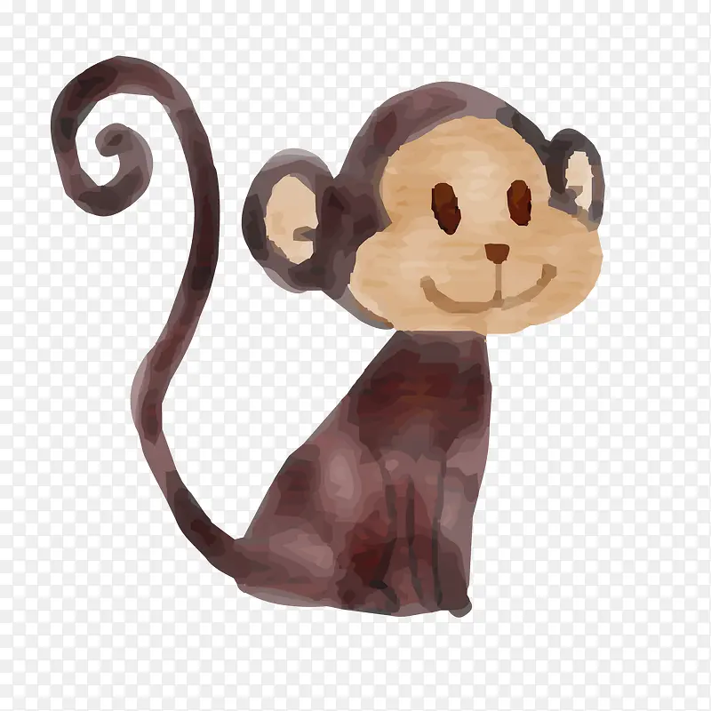 卡通水彩手绘猴子小动物设计