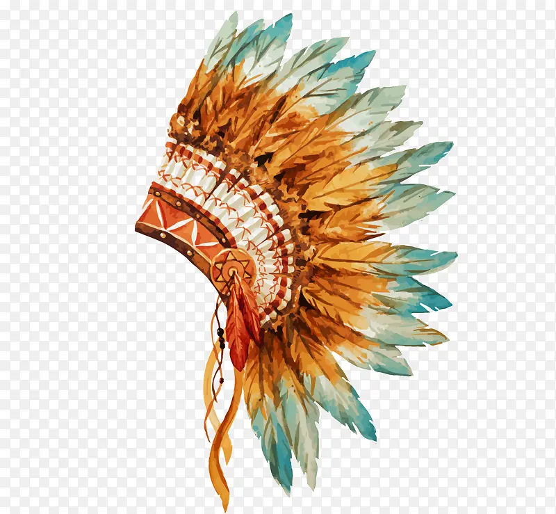 手绘印第安人羽毛头饰