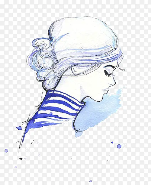 水彩美女插画设计
