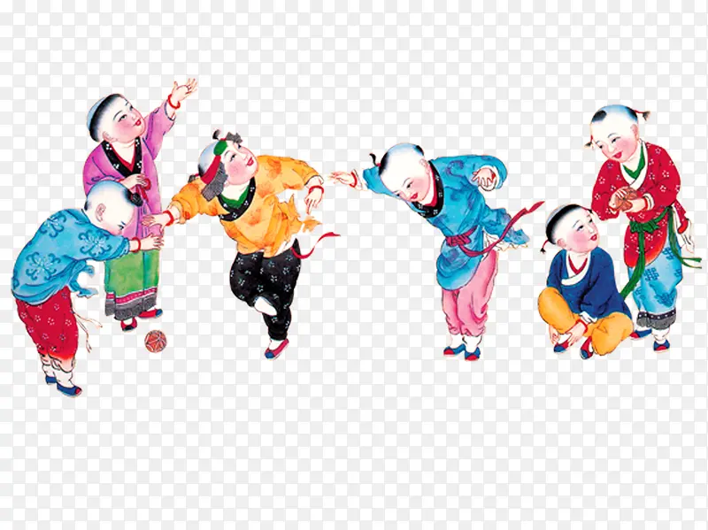 多彩中国风小孩装饰图案