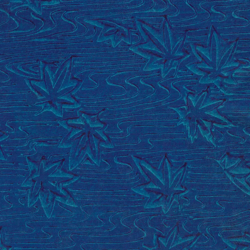 蓝色浮雕树叶花纹