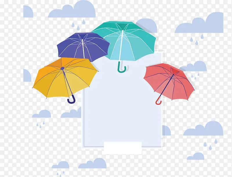 秋天雨季彩色雨伞
