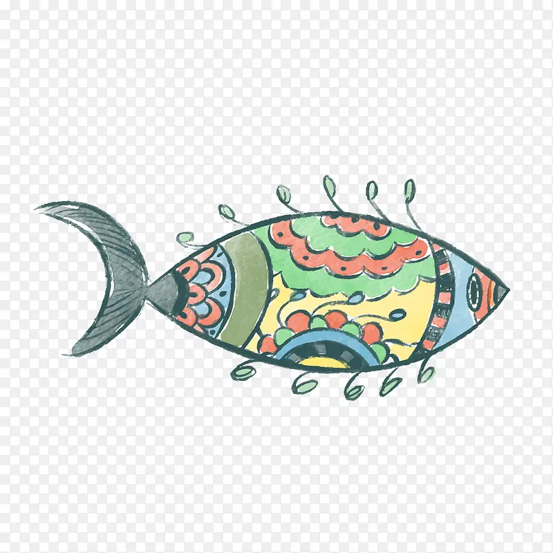 卡通彩色鱼设计矢量图
