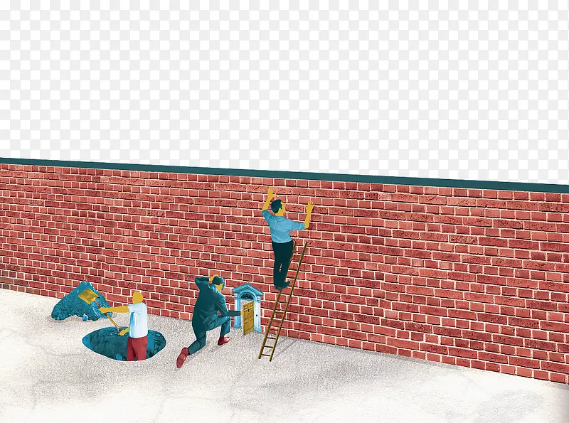 插图堆砌放砖墙
