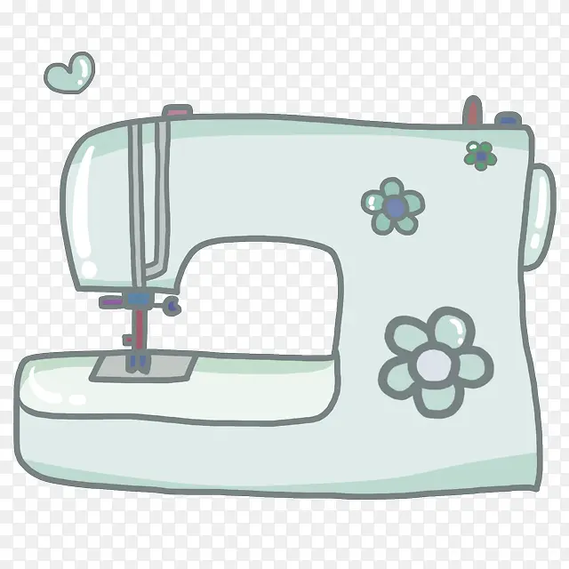 绿色卡通缝纫机装饰图案