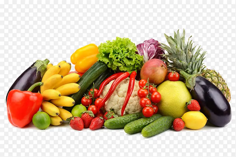 堆积的水果蔬菜