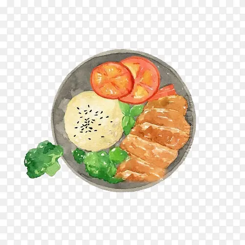 海南鸡饭手绘画素材图片