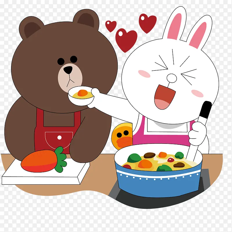 做饭的情侣熊