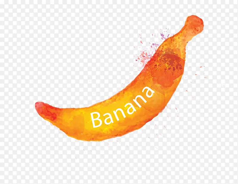 矢量彩色手绘水果香蕉