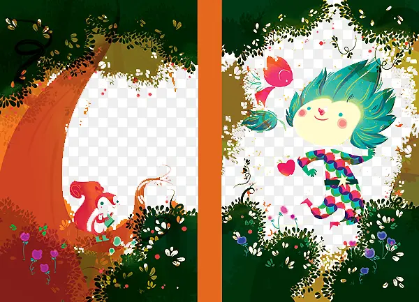 卡通森林里的小精灵
