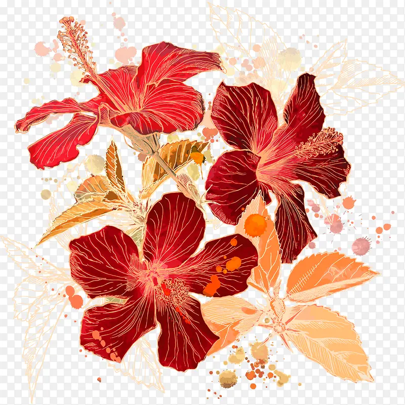 暖色花卉图案设计