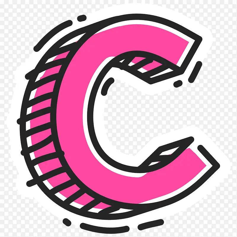 粉色手绘的立体字母C