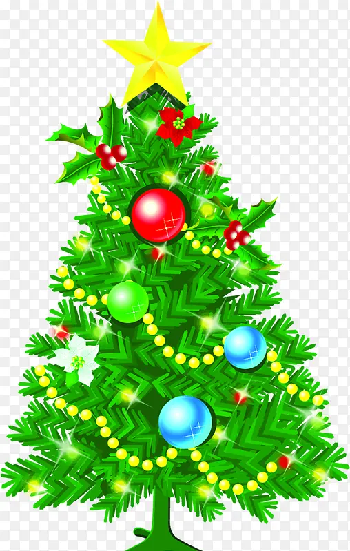 创意手绘扁平风格绿色的圣诞树造型元素