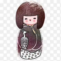 手绘和服少女