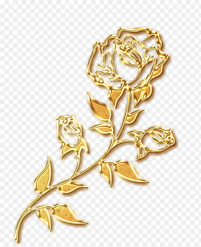 金色免抠玫瑰花情人节装饰图案