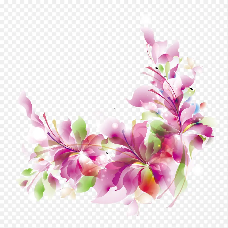 矢量鲜艳彩绘花朵