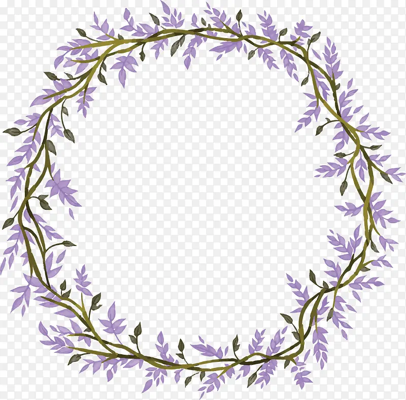 紫色水彩碎花花环