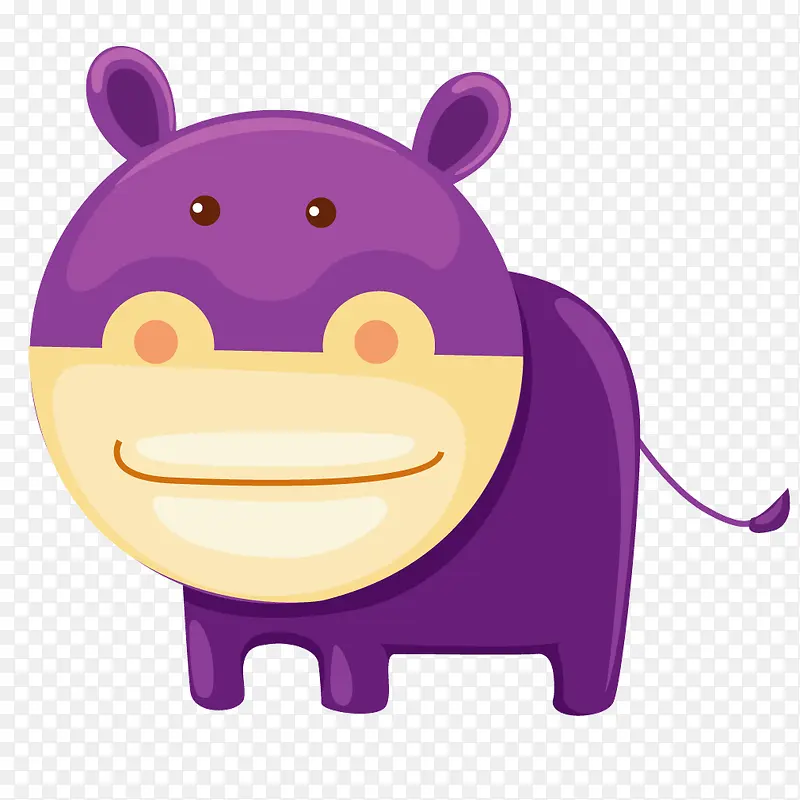 紫色卡通动物河马