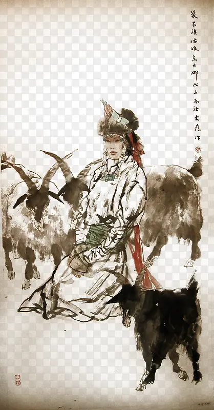 藏族少女牧羊