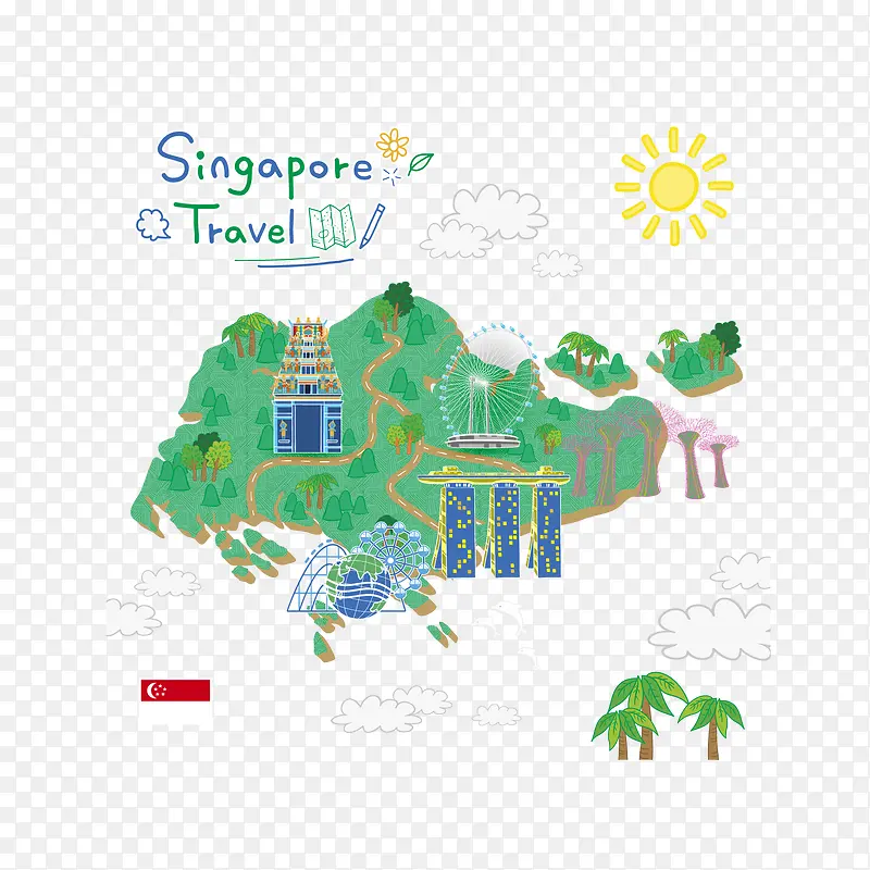 装饰新加坡绿色山脉著名景点分布