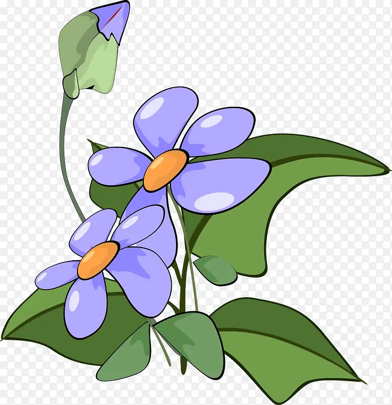 手绘紫色花卉矢量稿