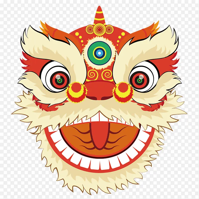 矢量喜庆红色虎头