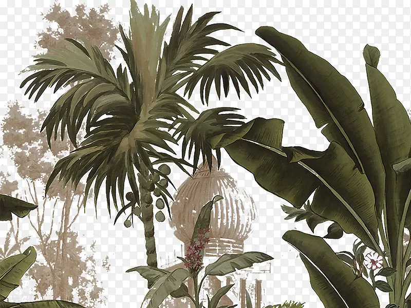 手绘版热带棕榈树