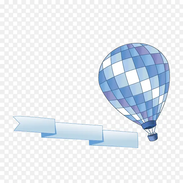 蓝色热气球飘带装饰图案
