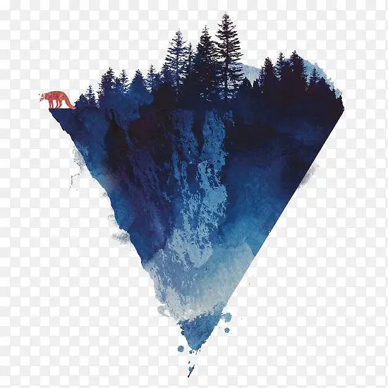水彩小山