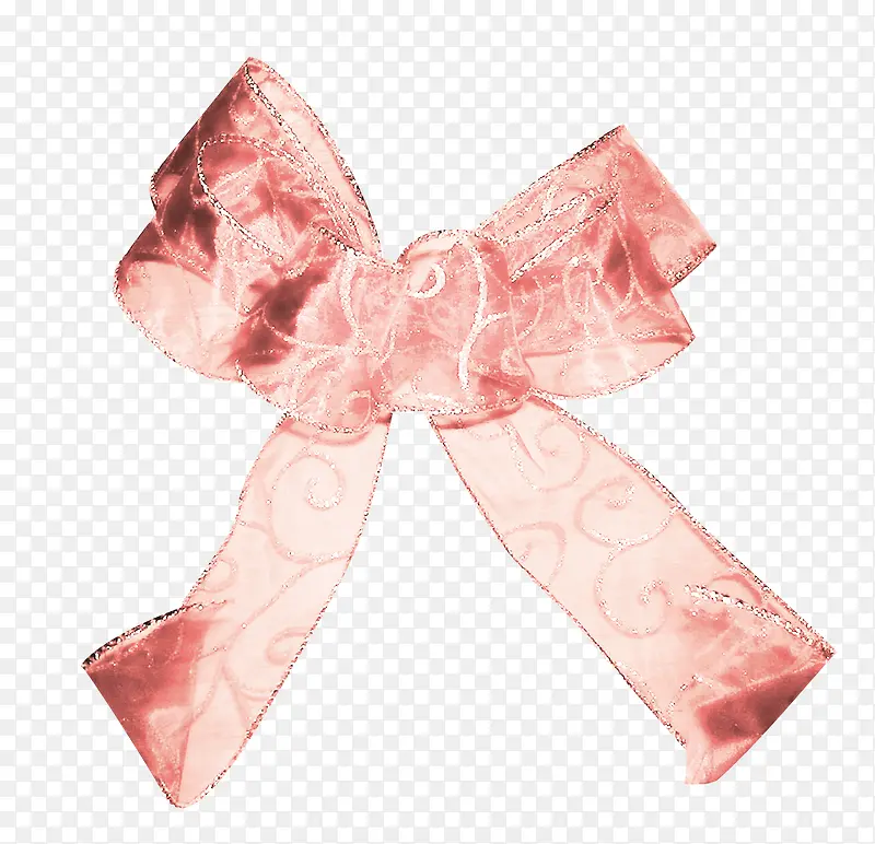 粉色漂亮蝴蝶结丝巾