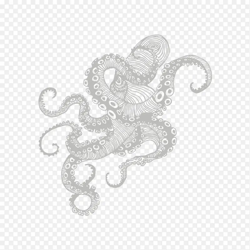 灰色章鱼形艺术花纹理元素