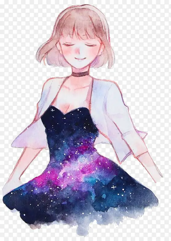 星空礼服女孩