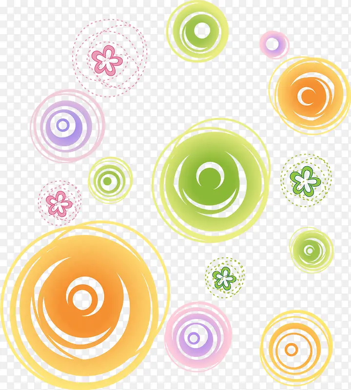 彩色圈圈花朵装饰图案矢量