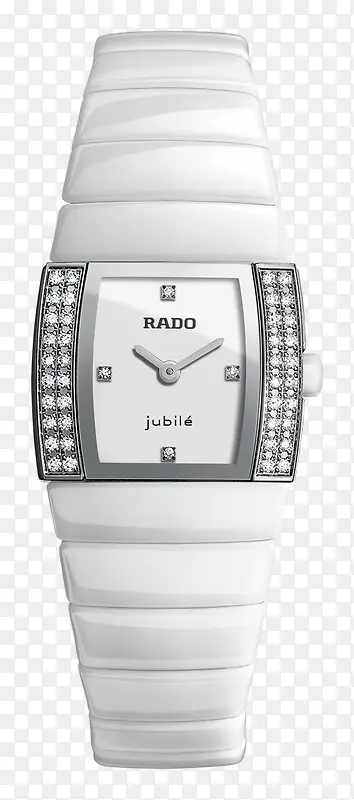 雷达白色镶钻腕表手表机械女表