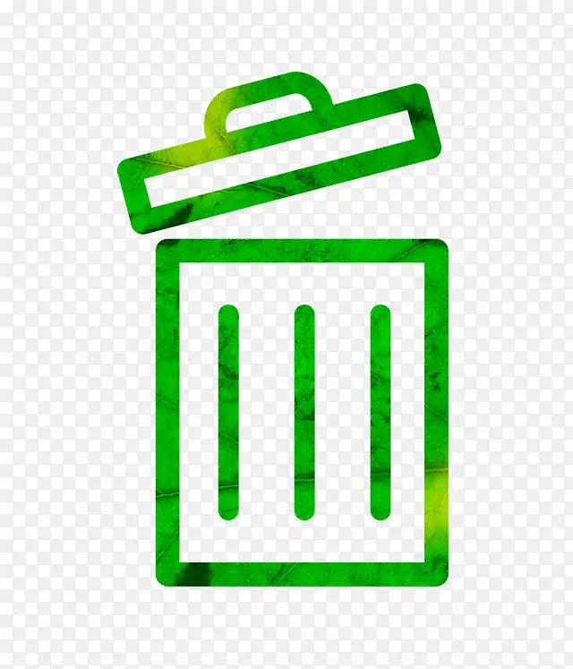 手绘绿色垃圾箱图标