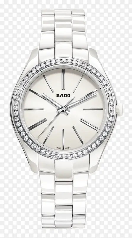 雷达女表白色珠光镶钻腕表手表