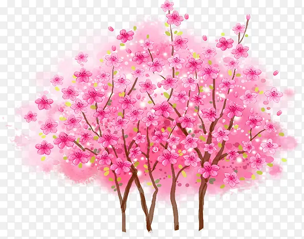 粉色桃花春季水彩画图片
