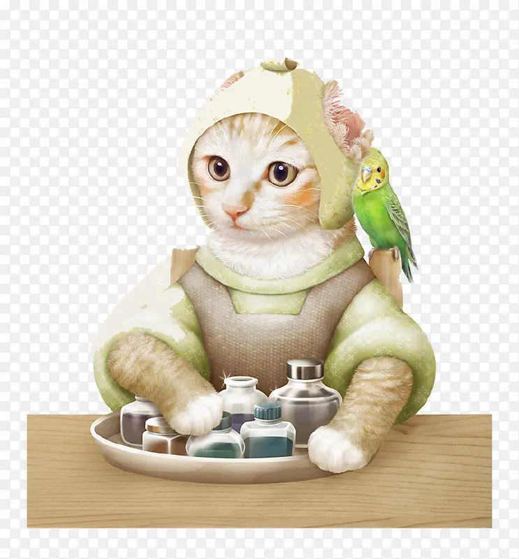 卡通小猫家庭主妇