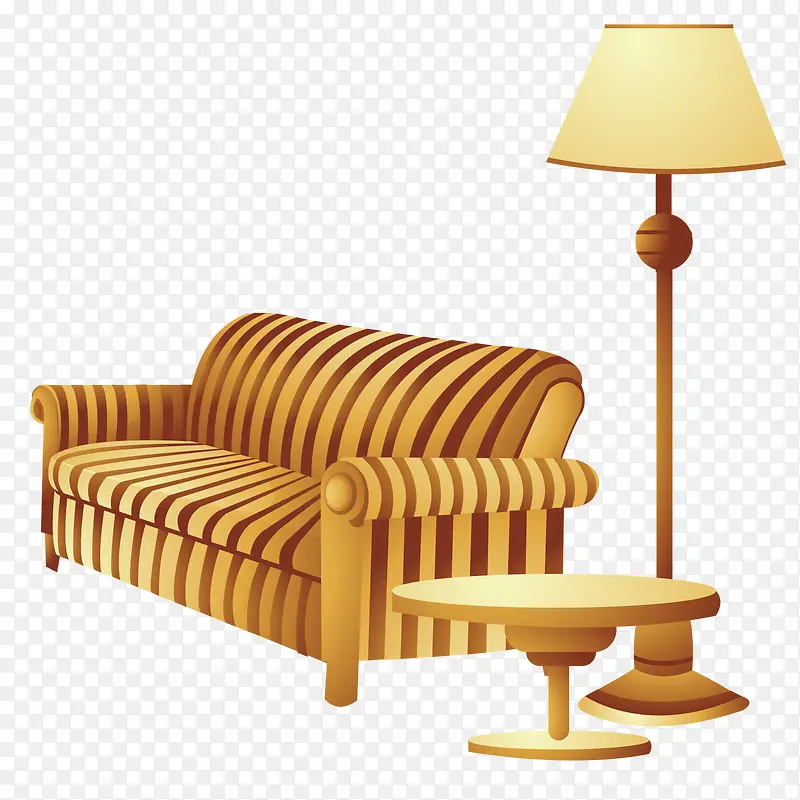 金色沙发和桌子