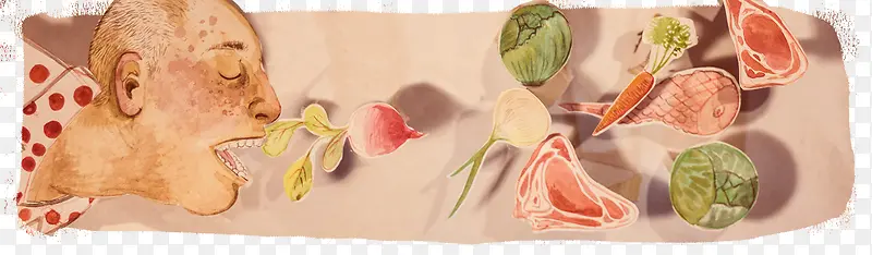 手绘人物蔬菜图案