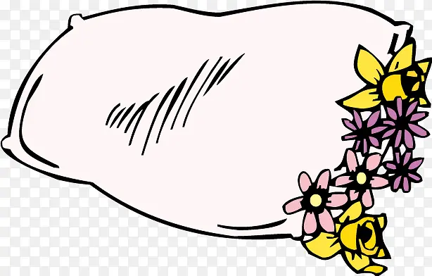 卡通粉色花朵枕头矢量