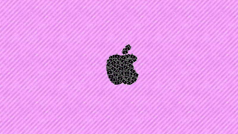 黑色苹果粉色背景