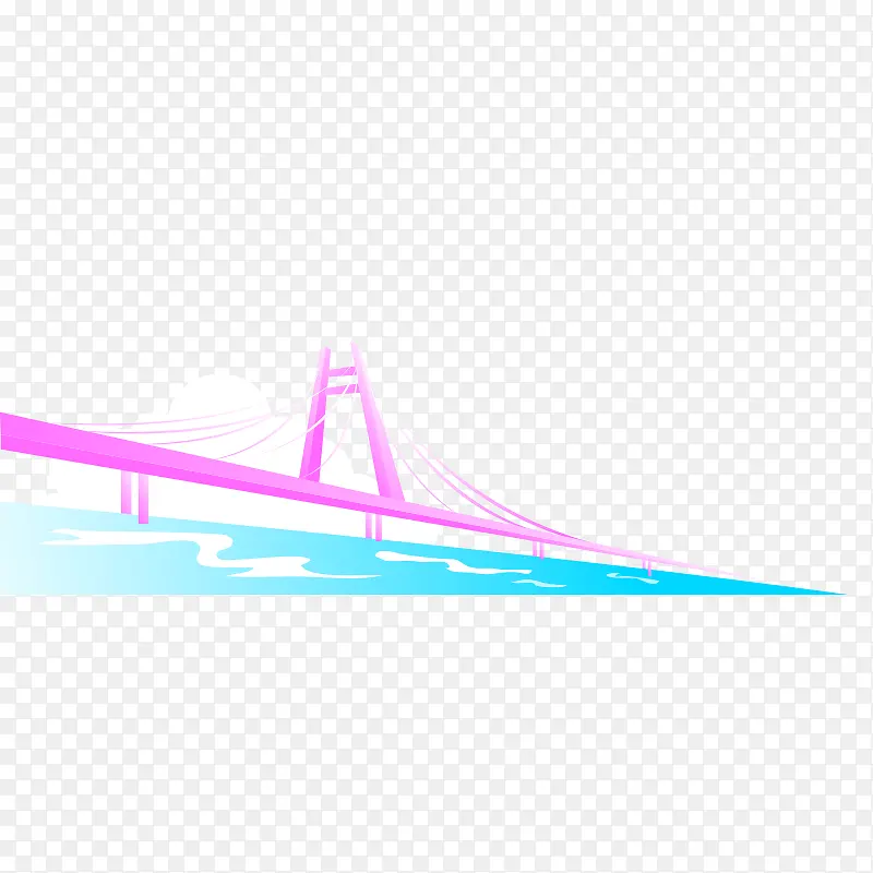 卡通粉色大桥