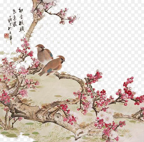 国画杏树