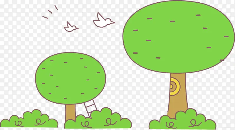 绿色手绘大树